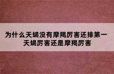 为什么天蝎没有摩羯厉害还排第一 天蝎厉害还是摩羯厉害